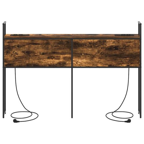 Табла за легло за съхранение с зарядна станция Опушен дъб