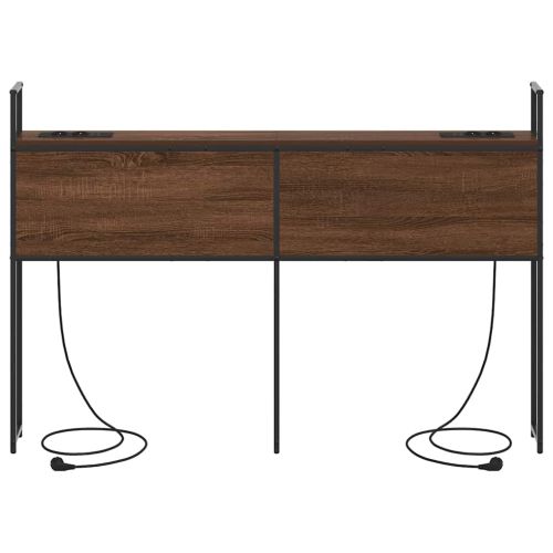 Табла за легло за съхранение с зарядна станция Кафяв дъб 160 cm