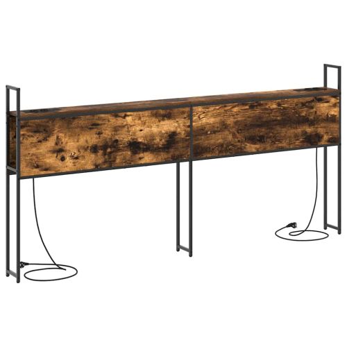 Табла за легло за съхранение с зарядна станция Опушен дъб