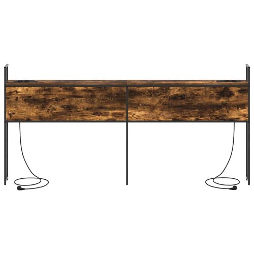 Табла за легло за съхранение с зарядна станция Опушен дъб