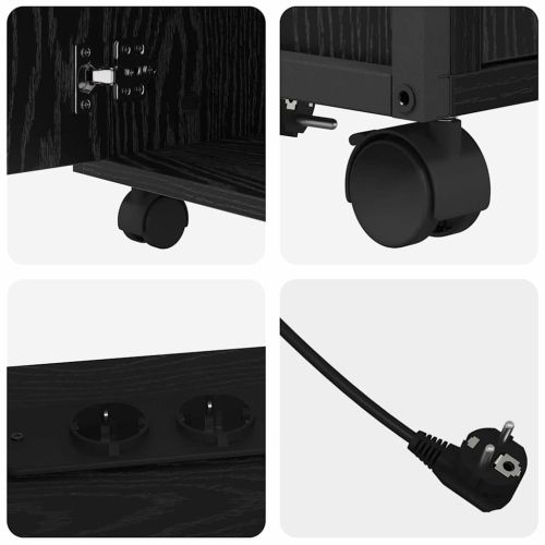 Офис кабинет с зарядна станция Черен дъб 61 x 46 x 67 см