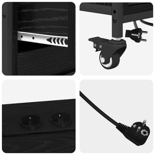 Офис шкаф с колело Черен дъб 76 x 41 x 72 см Инженерно дърво