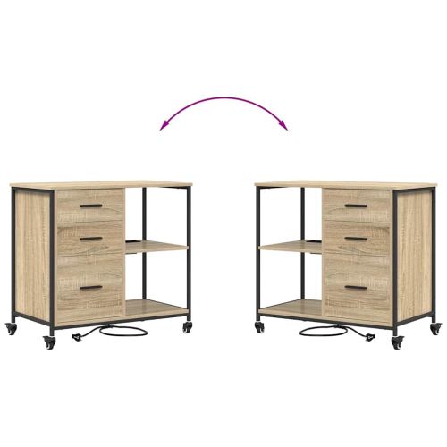 Офис шкаф с колело дъб сонома 76 x 41 x 72 см Инженерно дърво