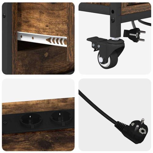 Офис шкаф с колело Опушен дъб 76 x 41 x 72 см Инженерно дърво