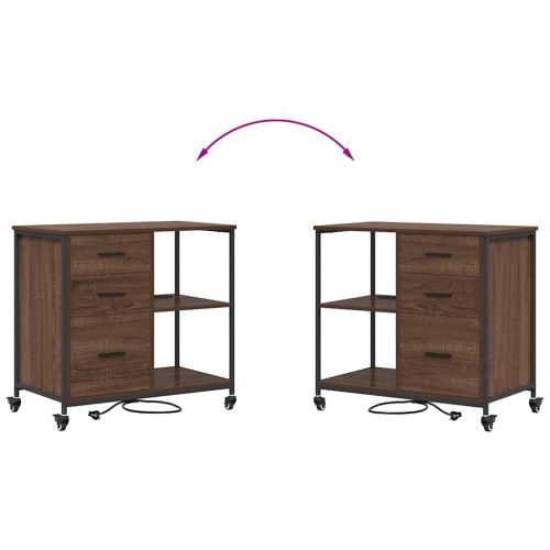 Офис шкаф с колело Кафяв дъб 76 x 41 x 72 см Инженерно дърво