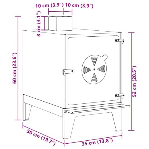 Къмпинг котлон Черно 35 x 50 x 60 см Студено валцована стомана
