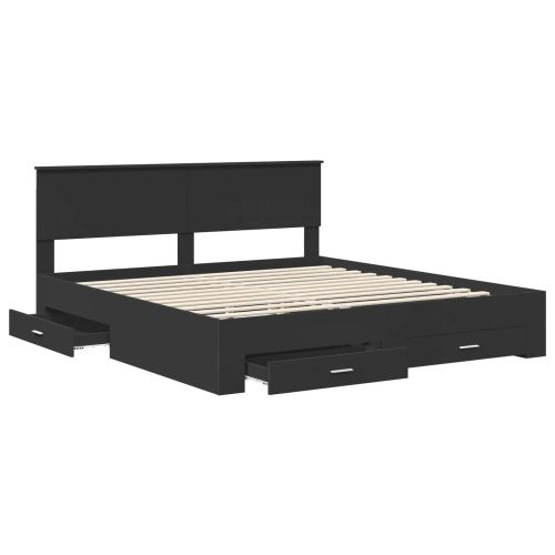 Рамка за легло с таблото Черно 180 x 200 cm Инженерно дърво