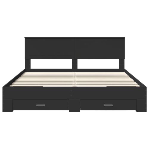 Рамка за легло с таблото Черно 180 x 200 cm Инженерно дърво