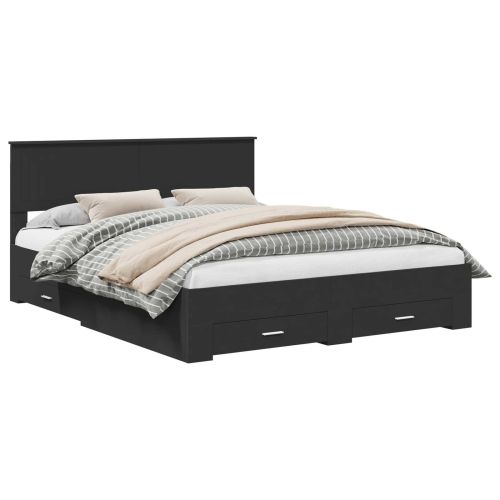 Рамка за легло с таблото Черно 160 x 200 cm Инженерно дърво