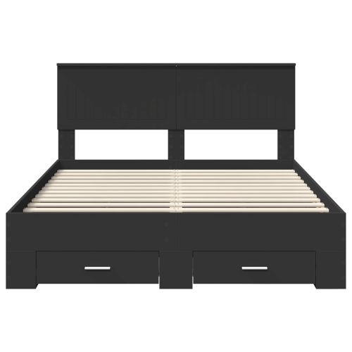 Рамка за легло с таблото Черно 140 x 190 cm Инженерно дърво