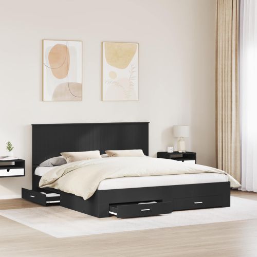 Рамка за легло с таблото Черно 180 x 200 cm Инженерно дърво