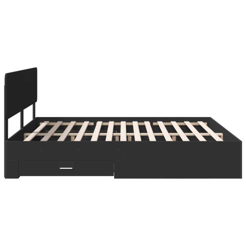 Рамка за легло с таблото Черно 180 x 200 cm Инженерно дърво