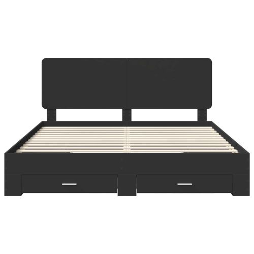 Рамка за легло с таблото Черно 180 x 200 cm Инженерно дърво