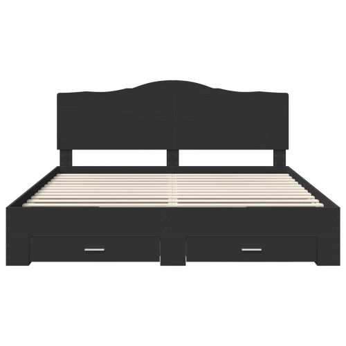 Рамка за легло с таблото Черно 180 x 200 cm Инженерно дърво