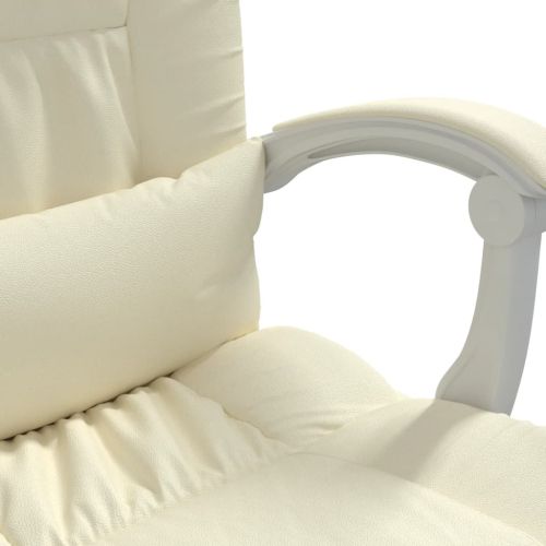 Масажен наклоняем офис стол, кремав, изкуствена кожа