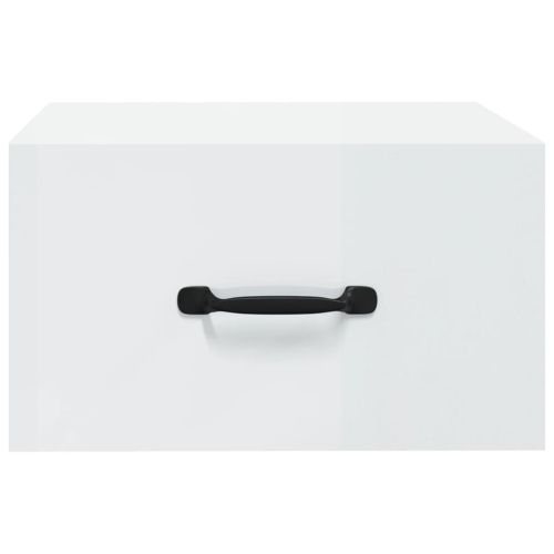 Нощно шкафче за стенен монтаж, бял гланц, 35x35x20 см