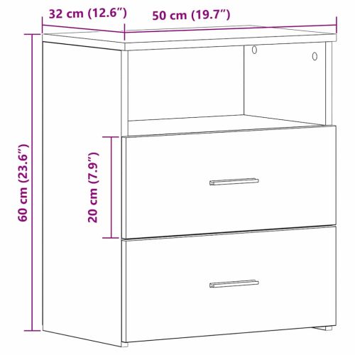Нощна маса 2 pcs Черния дъб 50 x 32 x 60 см Инженерно дърво
