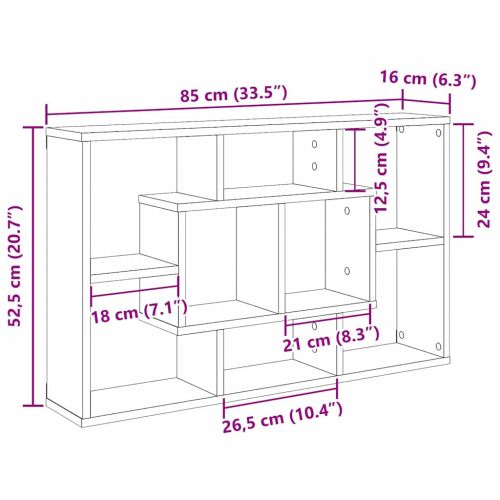 Стенен рафт с рафт Черния дъб 85 x 16 x 52,5 см Инженерно дърво