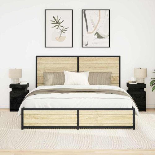 Нощен шкаф 2 pcs Черния дъб 35 x 39 x 55 см Инженерно дърво