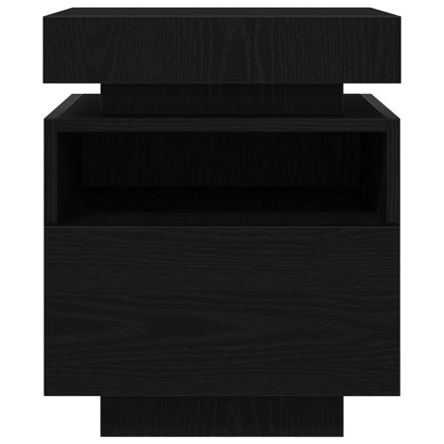 Нощно шкафче 2 pcs Черен дъб 40 x 39 x 48.5 см Инженерно дърво