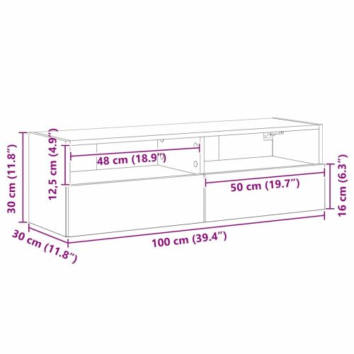 TV стенен шкаф Старо дърво 100 x 30 x 30 cm Инженерно дърво