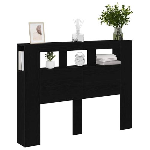 LED глава Черен дъб 140 x 18.5 x 103.5 см Инженерно дърво