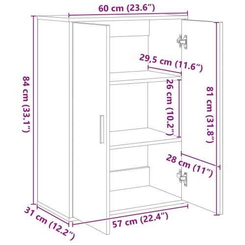 Служебен шкаф Черния дъб 60 x 31 x 84 см Инженерно дърво
