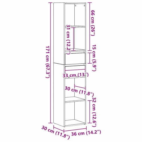 Шкаф за книги Черния дъб 36 x 30 x 171 см Инженерно дърво