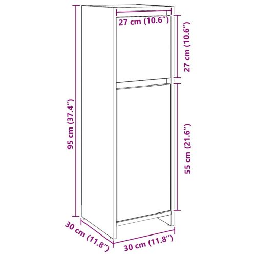 Шкаф за баня с врата Черния дъб 30 x 30 x 95 cm Инженерно дърво