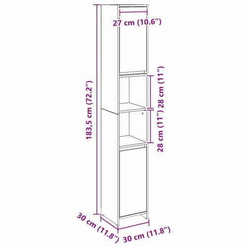 Шкаф за баня Черния дъб 30 x 30 x 183,5 см Инженерно дърво