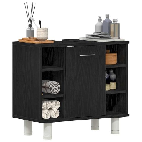 Шкаф за баня с рафт Черния дъб 60 x 32 x 54 см Инженерно дърво