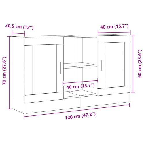 Служебен шкаф Черния дъб 120 x 30,5 x 70 см Инженерно дърво