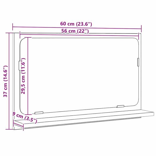 Огледален рафт Черния дъб 60 x 10,5 x 37 cm Инженерно дърво
