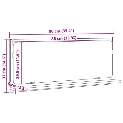 Огледален рафт Старо дърво 90 x 10,5 x 37 cm Инженерно дърво