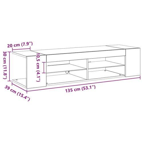 ТВ шкаф Черния дъб 135 x 39 x 30 см Инженерно дърво