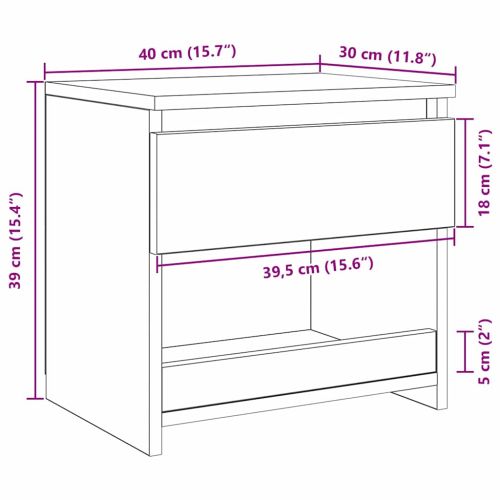 Нощен шкаф 2 pcs Черния дъб 40 x 30 x 39 см Инженерно дърво