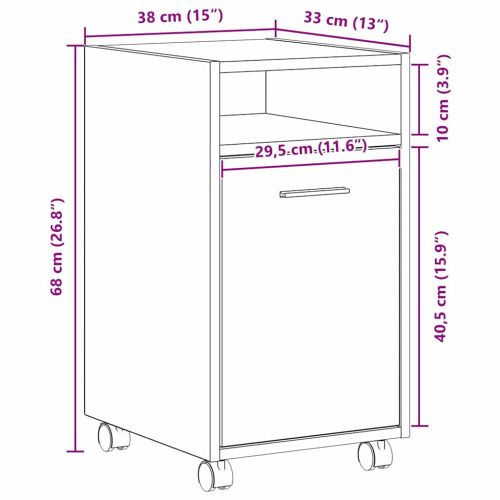 Кабинет на колела отстрани с колело Черния дъб 33 x 38 x 60 см