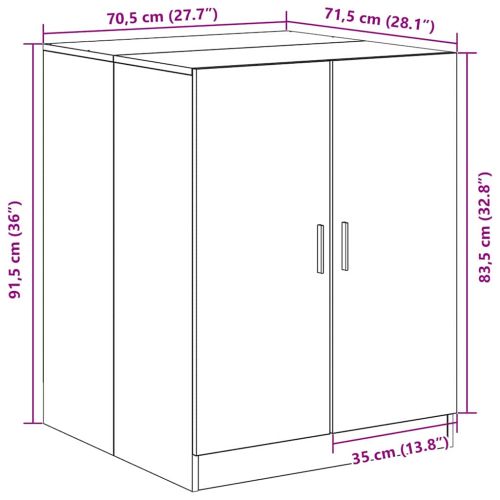 Шкаф за пералня със съхранение Черния дъб 70,5 x 71,5 x 91,5 см