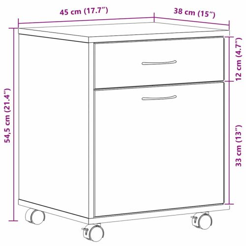 Подвижен шкаф Черен дъб 45 x 38 x 54 см Инженерно дърво
