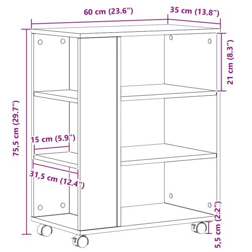 Шкаф за съхранение Черния дъб 60 x 35 x 75 cm Инженерно дърво