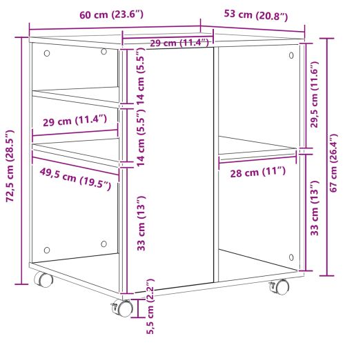 Шкаф за съхранение Черния дъб 60 x 53 x 72,5 см Инженерно дърво