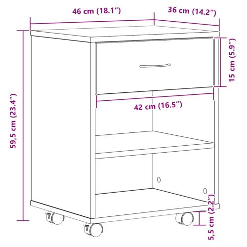 Шкаф за съхранение Черния дъб 46 x 36 x 59 см Инженерно дърво
