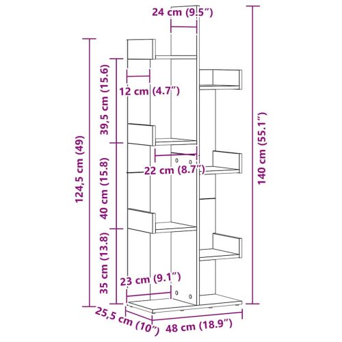 Библиотека Черния дъб 48 x 25,5 x 140 см Инженерно дърво