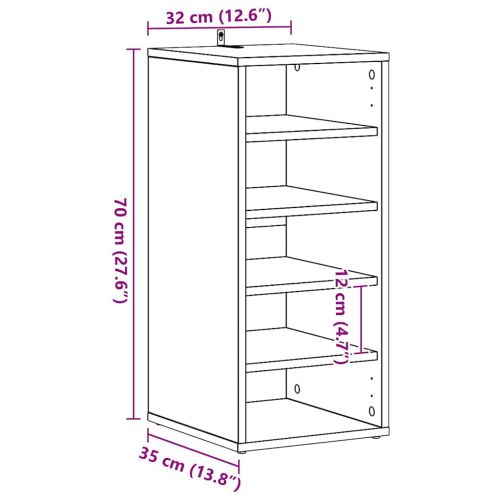 Шкаф за обувки Черния дъб 32 x 35 x 70 см Инженерно дърво