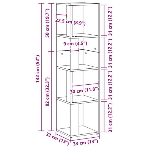 Ъглови стелажи Черния дъб 33 x 33 x 132 см Инженерно дърво