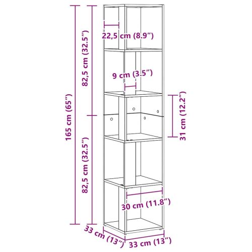 Ъглови стелажи Черния дъб 33 x 33 x 164,5 cm Инженерно дърво