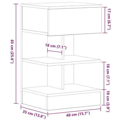 Нощен шкаф Черния дъб 40 x 35 x 65 см Инженерно дърво