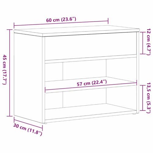 Пейка за обувки Черния дъб 60 x 30 x 45 cm Инженерно дърво