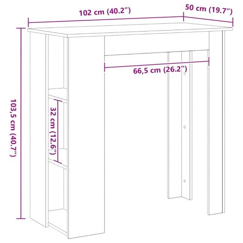 Бар маса с рафт Черния дъб 102 x 50 x 103,5 см Инженерно дърво