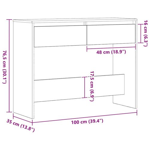 Конзолна маса Черния дъб 100 x 35 x 76,5 см Инженерно дърво